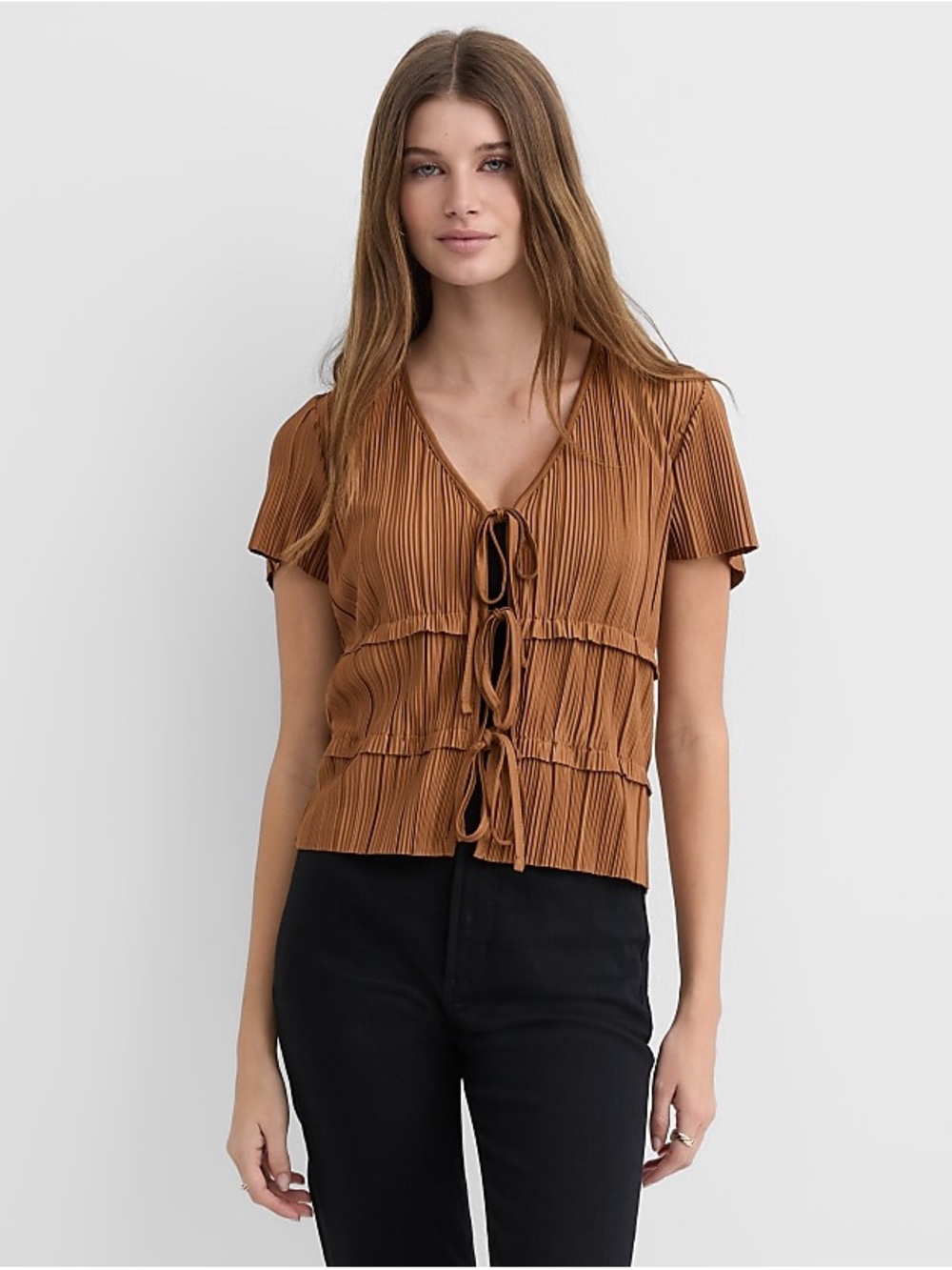*NWT* Loft Bow Mocha Tie Top - Size Large